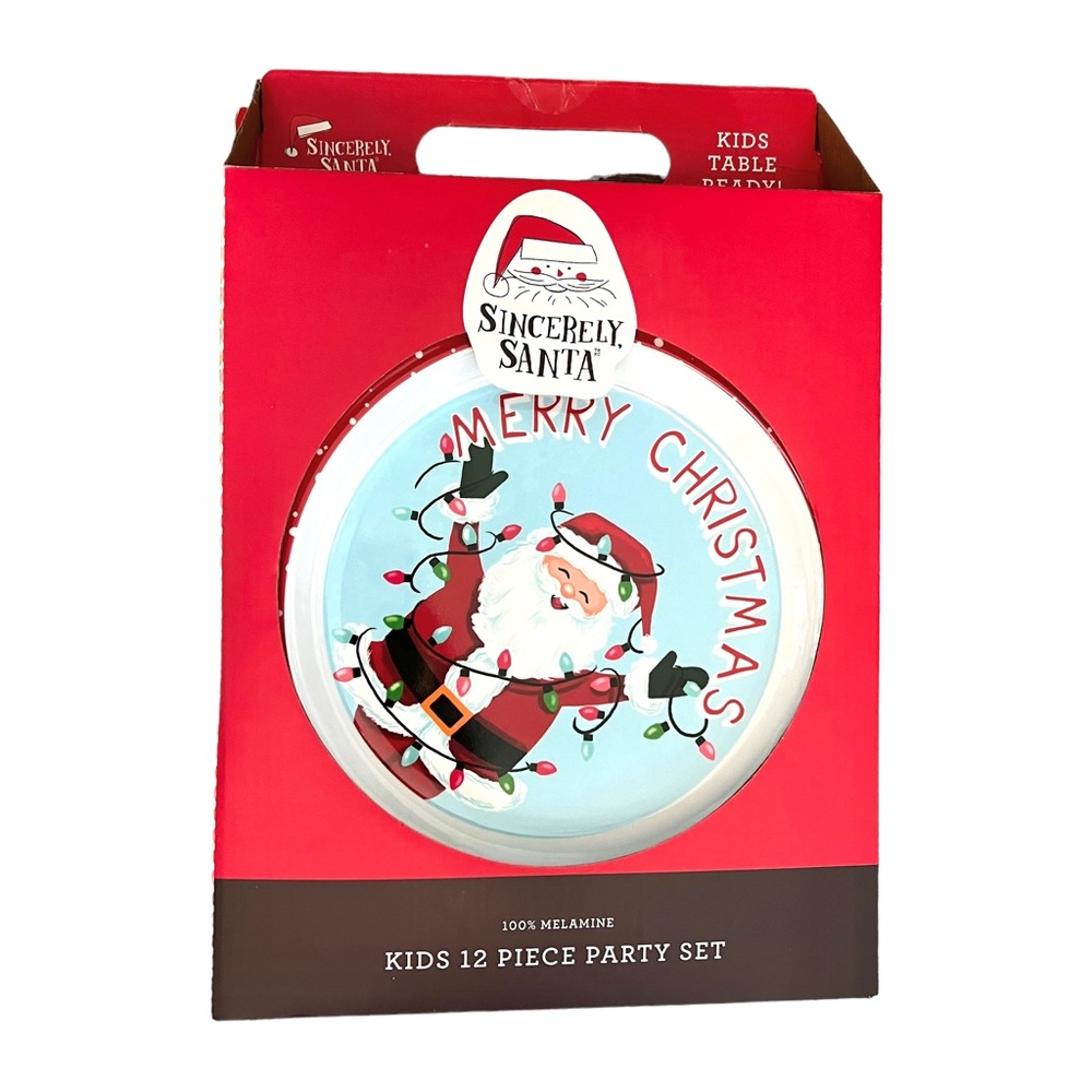 NIB Kid’s Santa Melamine Dinnerware Setting for 4